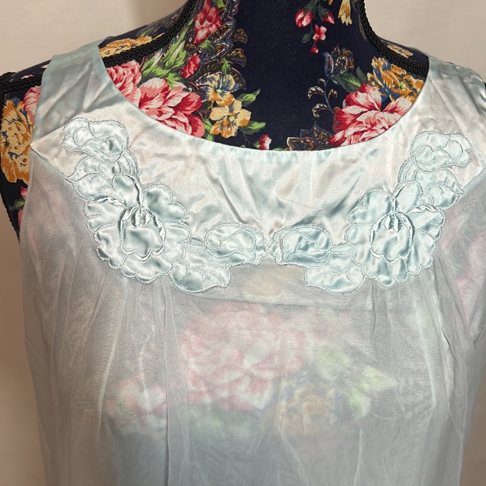 Vintage Soft Blue Lingerie Nightgown - Picture 2 of 7